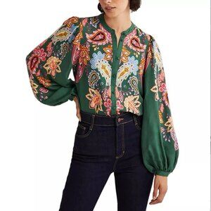 Boden Green Paisley Floral Blouse